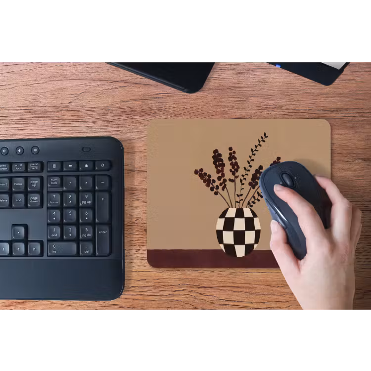 Minimalistisch - Vaas - Bloemen - Bruin muismat rubber klein -toetsenbord