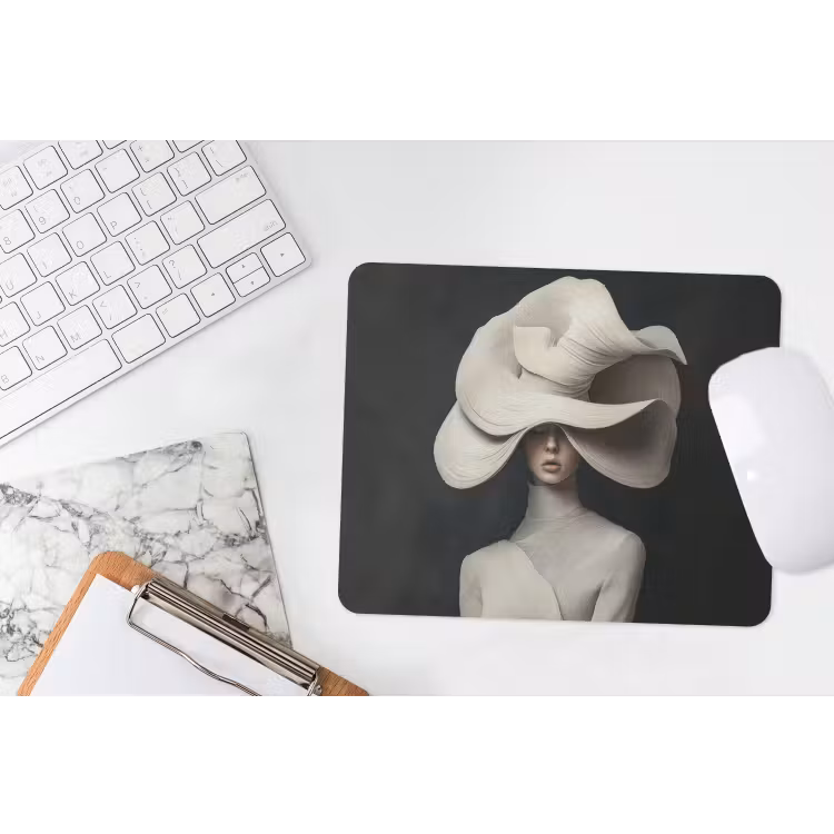 Modern - Vrouw - Hoed muismat rubber klein -witbureau