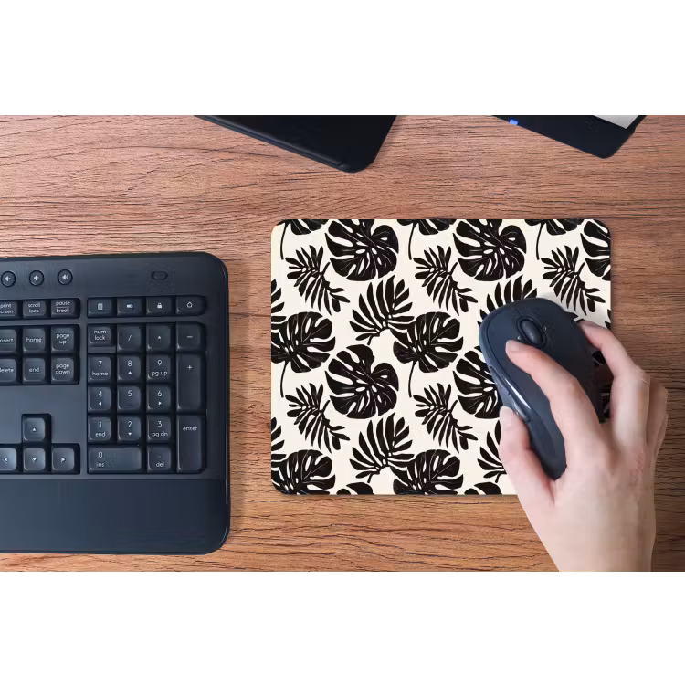 Modern - Monstera - Zwart muismat rubber klein 262 -toetsenbord