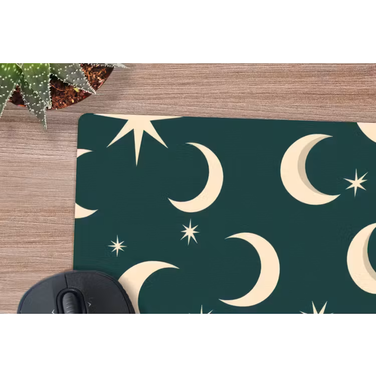 Manen - Sterren - Groen muismat rubber klein 262 -closeup