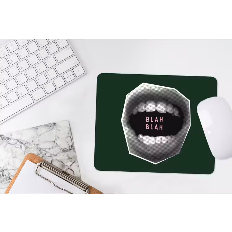 Mond - Groen - Illustratie - BLAH BLAH muismat rubber klein -witbureau