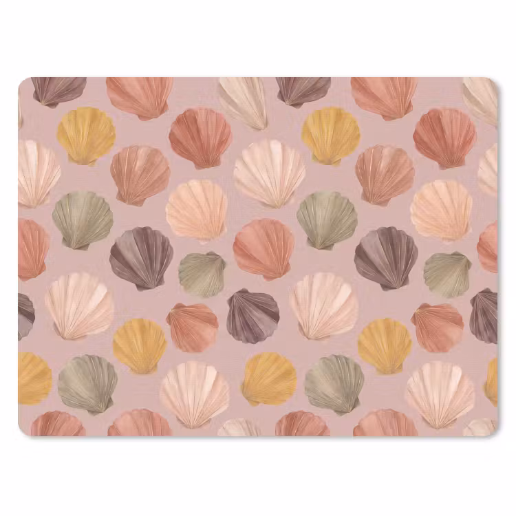 Schelp - Patroon - Zee - Aquarel - Aardetinten muismat rubber klein -3d