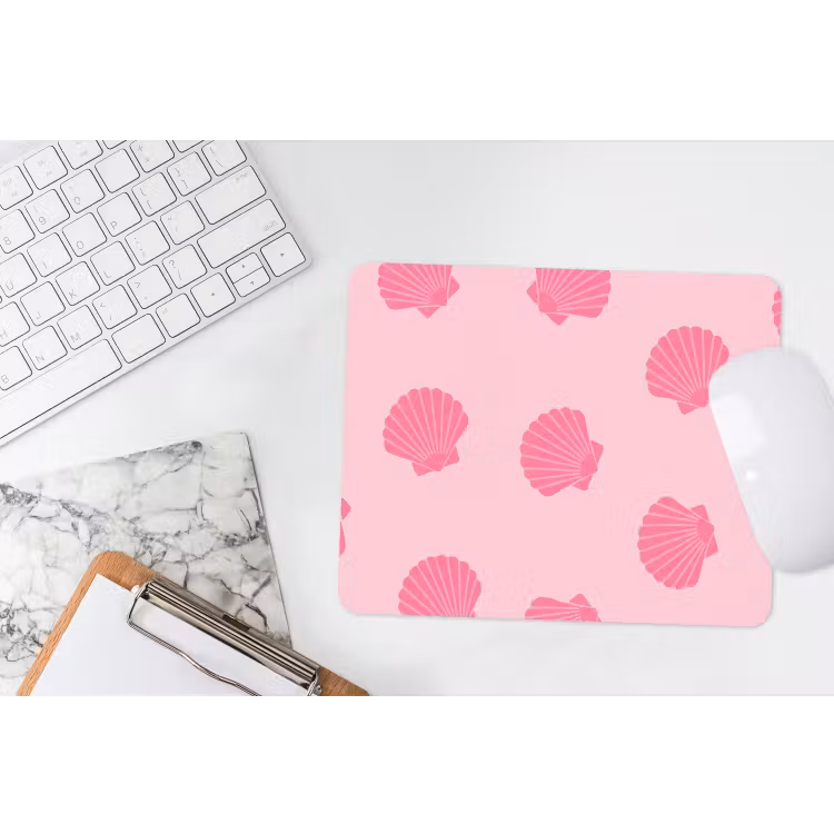 Schelp - Patroon - Zee - Modern - Roze muismat rubber klein -witbureau