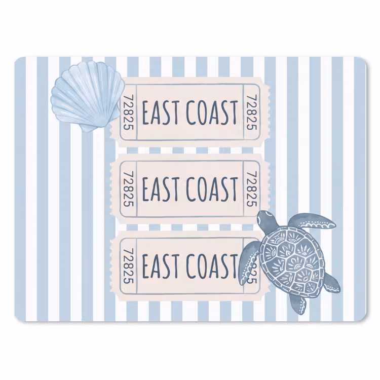 Schelp - Oceaan - Kust - Blauw - Illustratie muismat rubber klein -3d