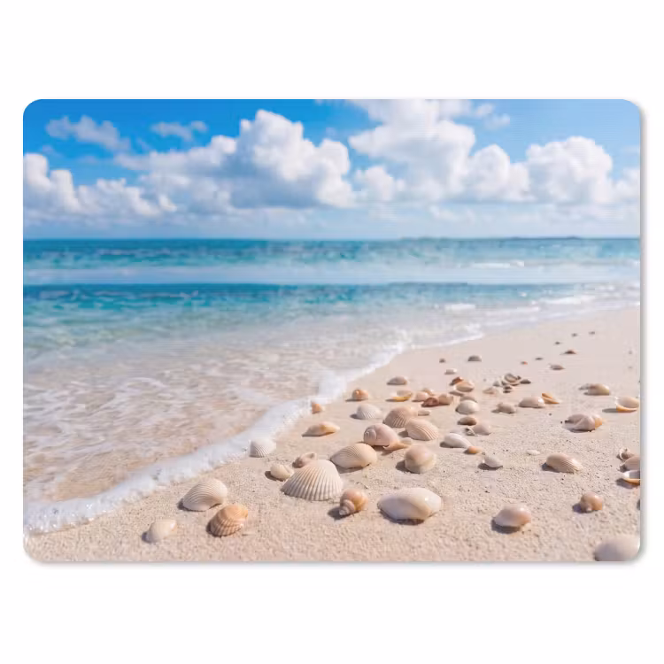 Schelpen - Strand - Natuur - Beige muismat rubber klein -3d