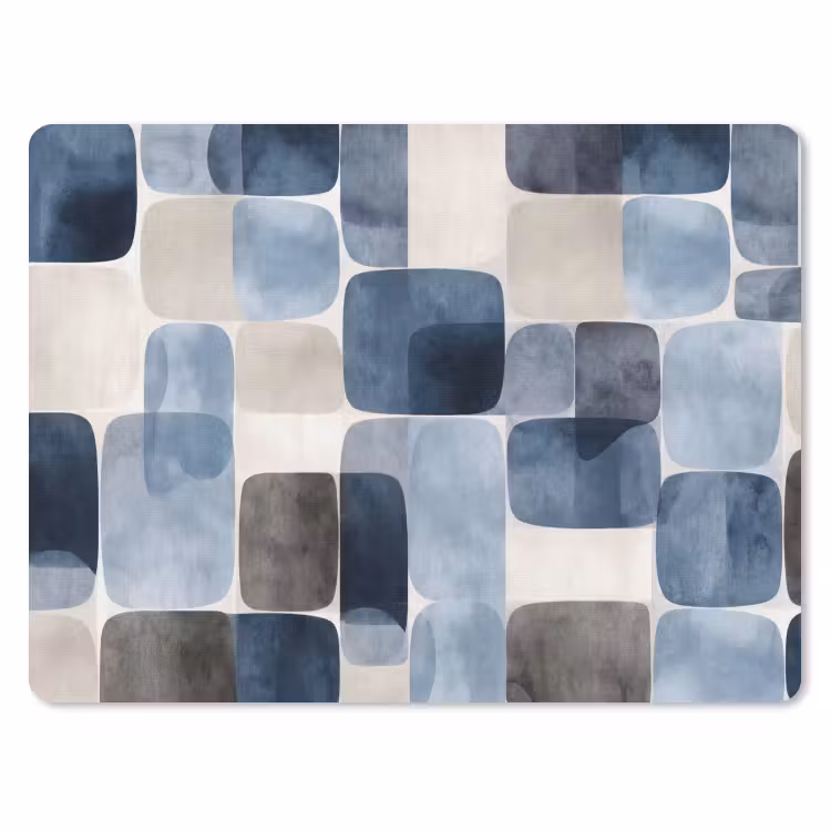 Patroon - Blauw - Vierkanten muismat rubber klein -3d