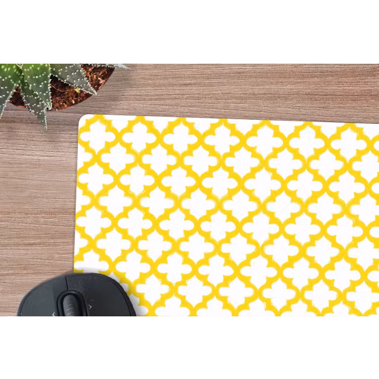 Patroon - Geometrisch - Klassiek - Geel muismat rubber klein 262 -closeup