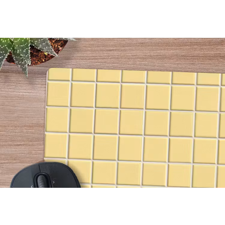 Patroon - Tegels - Geel muismat rubber klein 262 -closeup