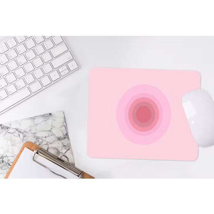 Patroon - Cirkels - Abstract - Roze - Modern muismat rubber klein -witbureau