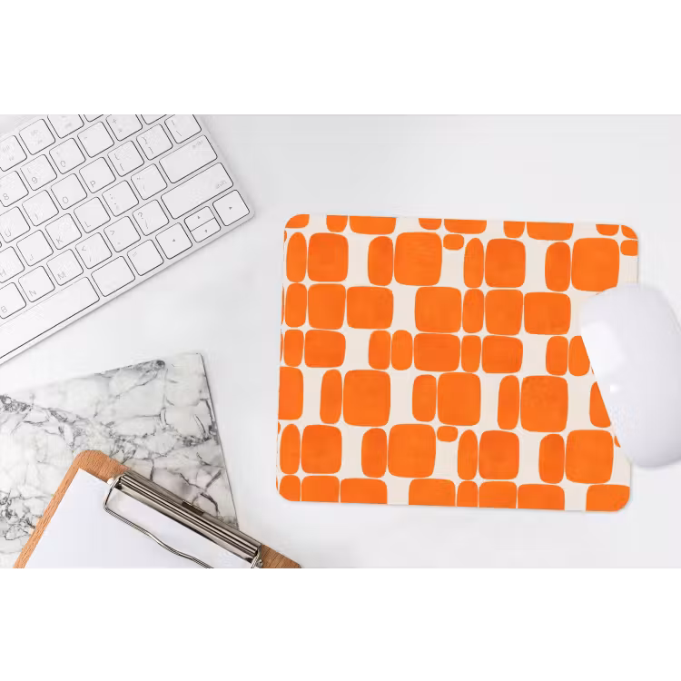 Patroon - Retro - Oranje muismat rubber klein 262 -witbureau