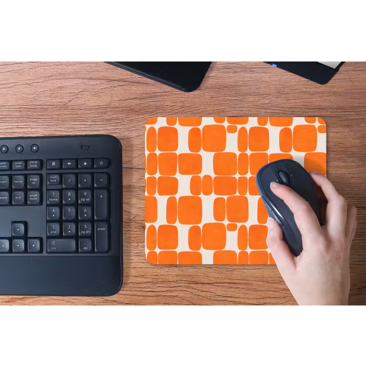 Patroon - Retro - Oranje muismat rubber klein 262 -toetsenbord