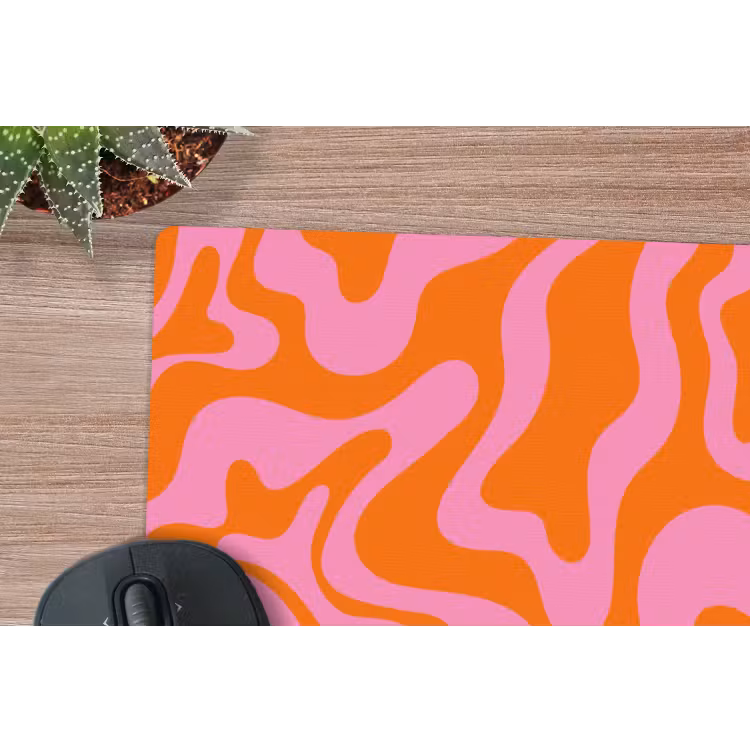 Patroon - Roze - Oranje - Abstract - Modern muismat rubber klein -closeup