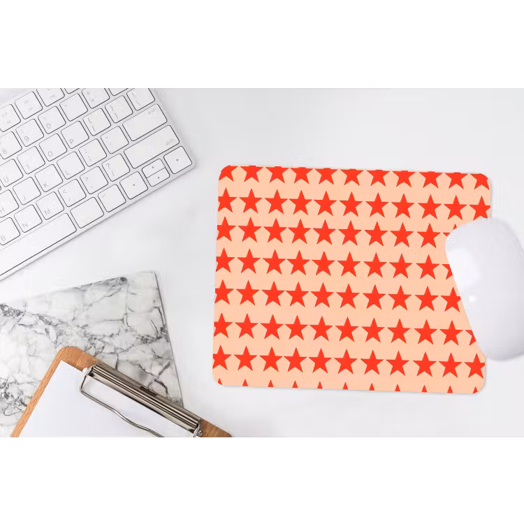 Patroon - Sterren - Rood muismat rubber klein 262 -witbureau