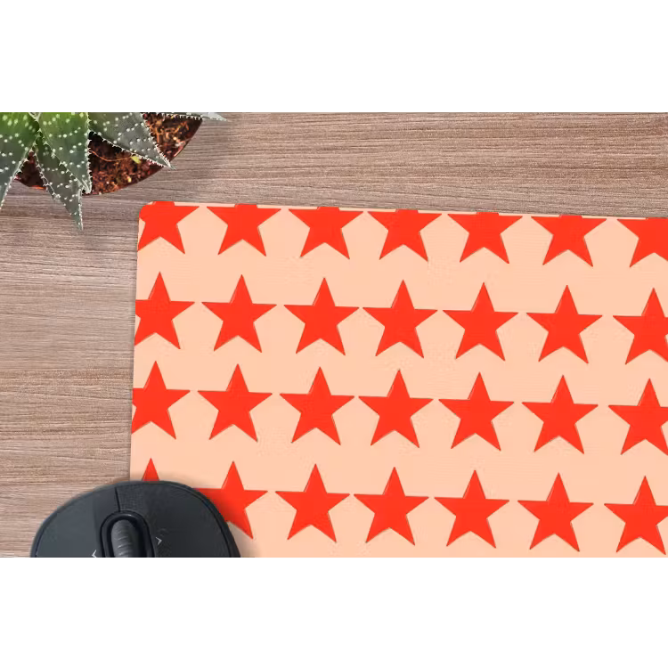 Patroon - Sterren - Rood muismat rubber klein 262 -closeup