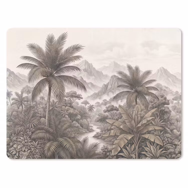 Natuur - Bergen - Rivier - Tropisch - Vintage muismat rubber klein -3d