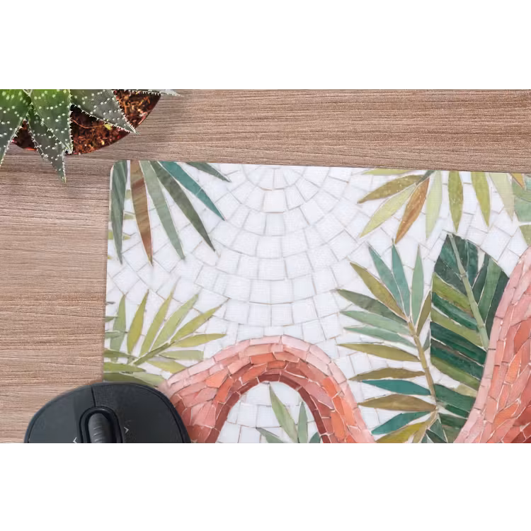 Natuur - Bladeren - Abstract - Groen - Vogel muismat rubber klein -closeup