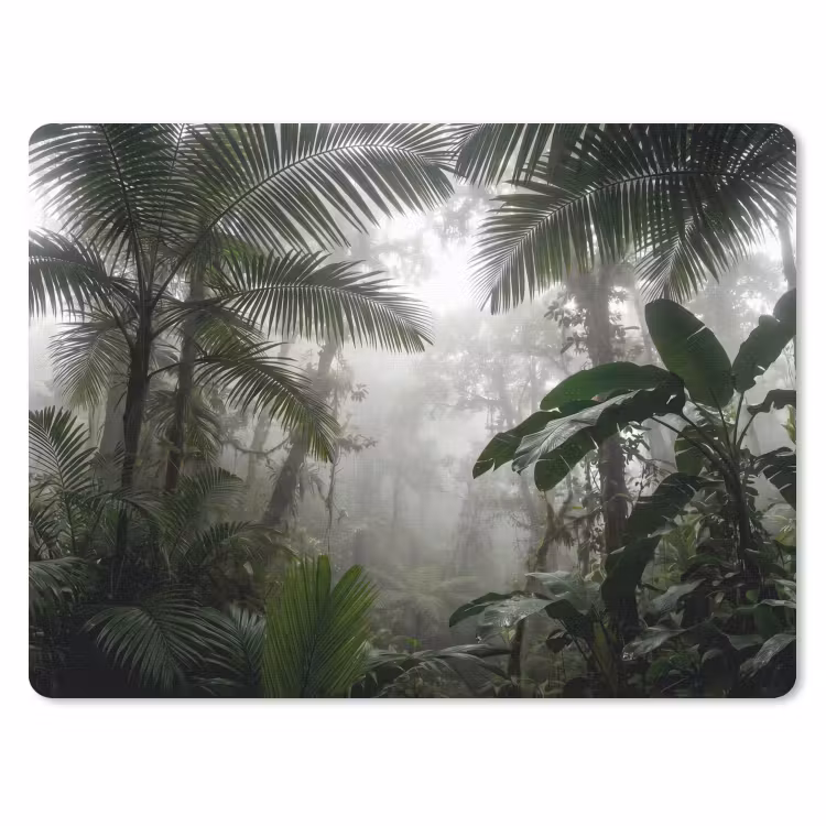 Natuur - Jungle - Mist - Groen - Bladeren muismat rubber klein -3d