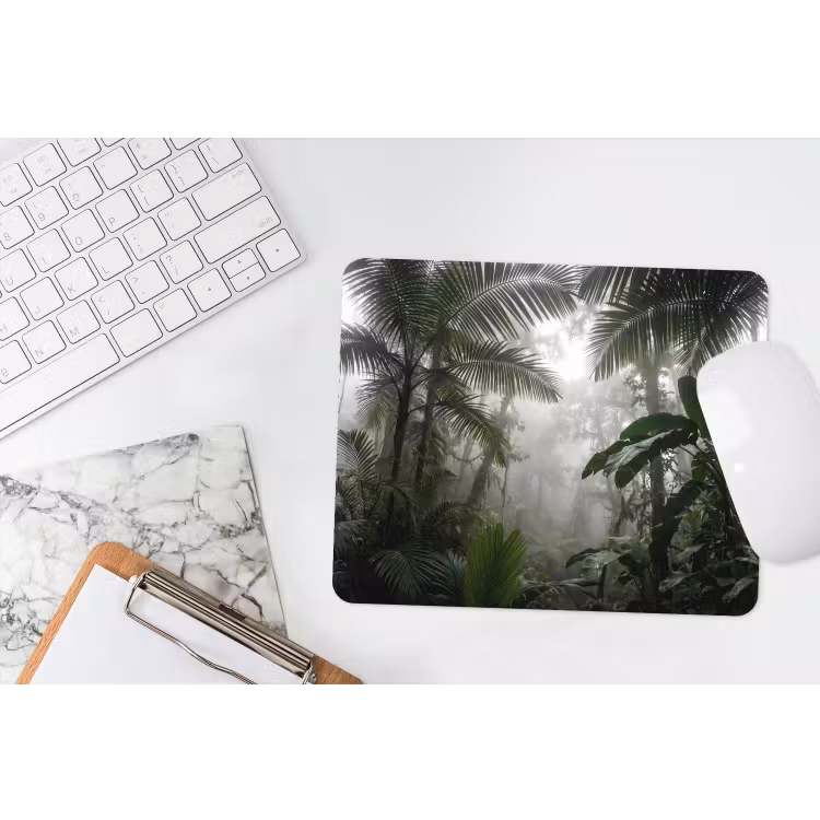Natuur - Jungle - Mist - Groen - Bladeren muismat rubber klein -witbureau
