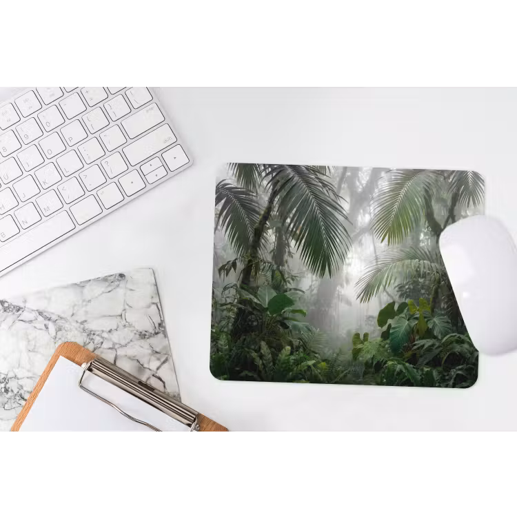 Natuur - Jungle - Mist - Tropisch - Groen muismat rubber klein -witbureau