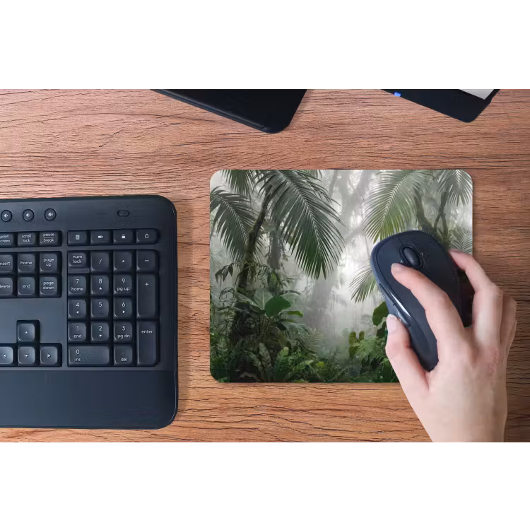 Natuur - Jungle - Mist - Tropisch - Groen muismat rubber klein -toetsenbord