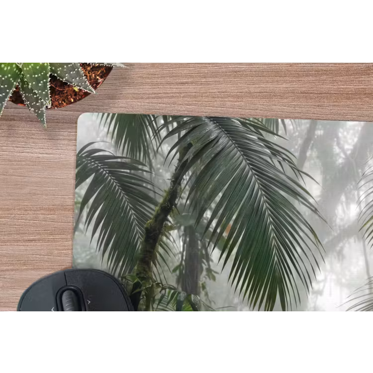Natuur - Jungle - Mist - Tropisch - Groen muismat rubber klein -closeup