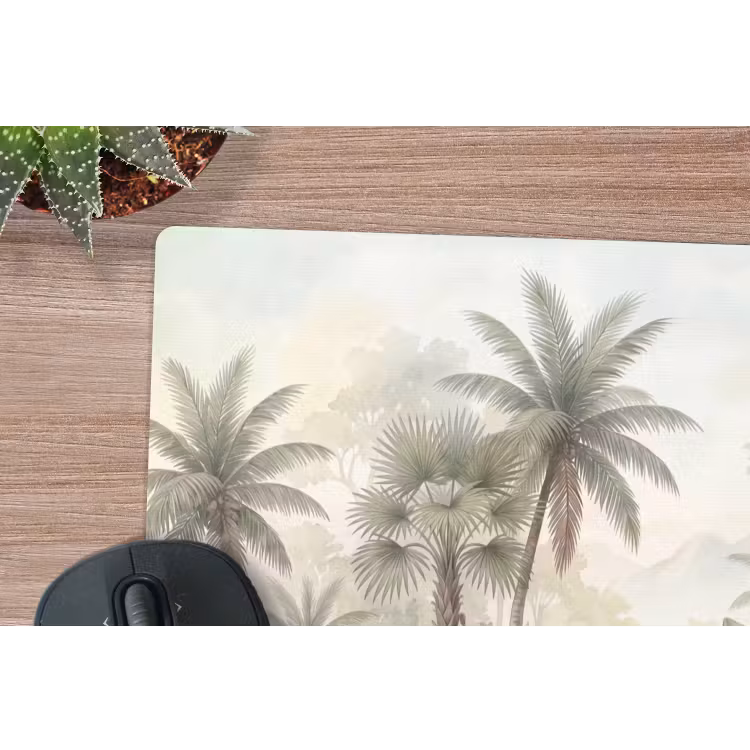 Natuur - Tropisch bos - Landschap - Aquarel - Groen muismat rubber klein -closeup