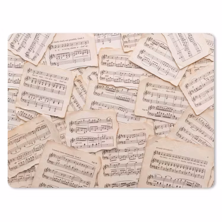 Bladmuziek - Oud - Noten - Vintage - Beige muismat rubber klein -3d