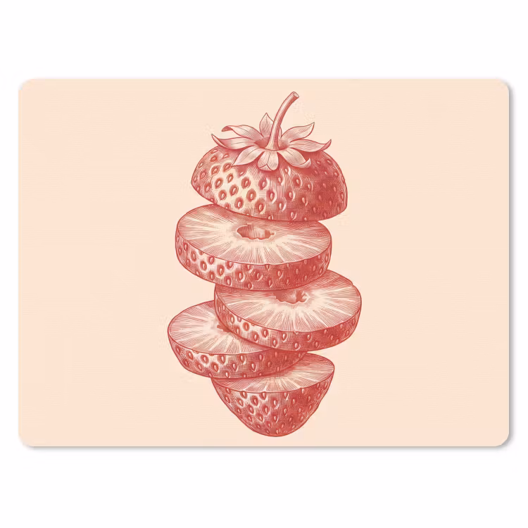 Fruit - Gesneden - Illustratie - Rood - Vintage muismat rubber klein -3d