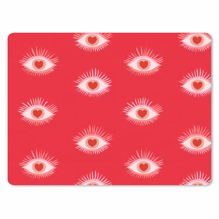 Ogen - Hart - Abstract - Rood - Roze muismat rubber klein 262 -3d