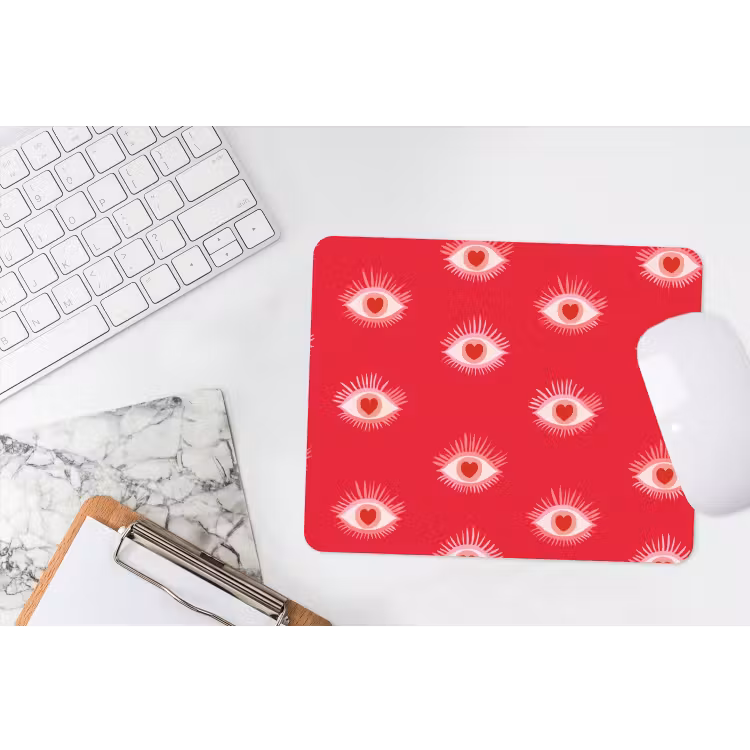 Ogen - Hart - Abstract - Rood - Roze muismat rubber klein 262 -witbureau