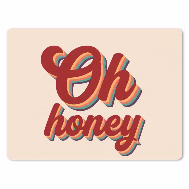 Oh honey - Rood - Schaduw muismat rubber klein -3d