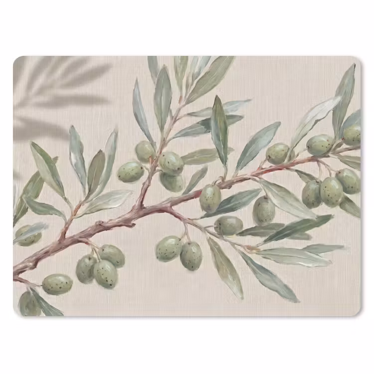 Olijftak - Bladeren - Natuur - Groen - Beige muismat rubber klein -3d