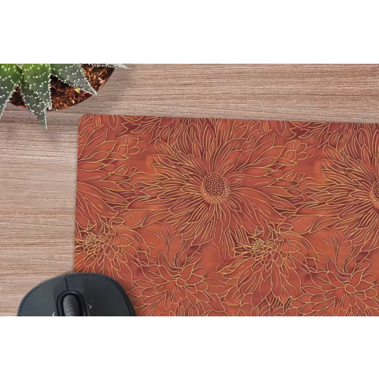 Oosters - Bloemen - Terracotta muismat rubber klein 262 -closeup