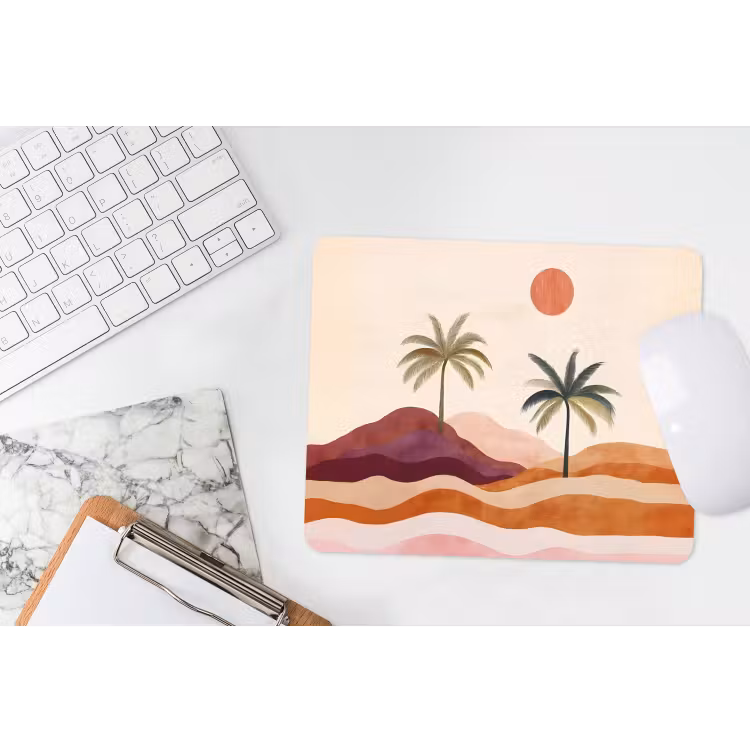 Palmbomen - Abstract - Zon - Heuvels muismat rubber klein -witbureau