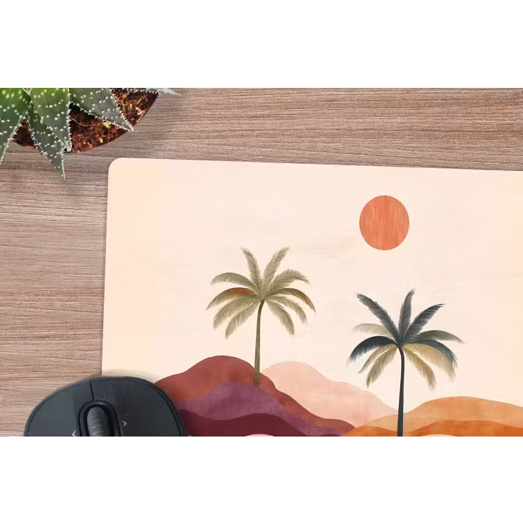 Palmbomen - Abstract - Zon - Heuvels muismat rubber klein -closeup