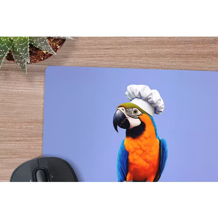 Papegaai - Koksmuts - Vogel - Leuk muismat rubber klein -closeup