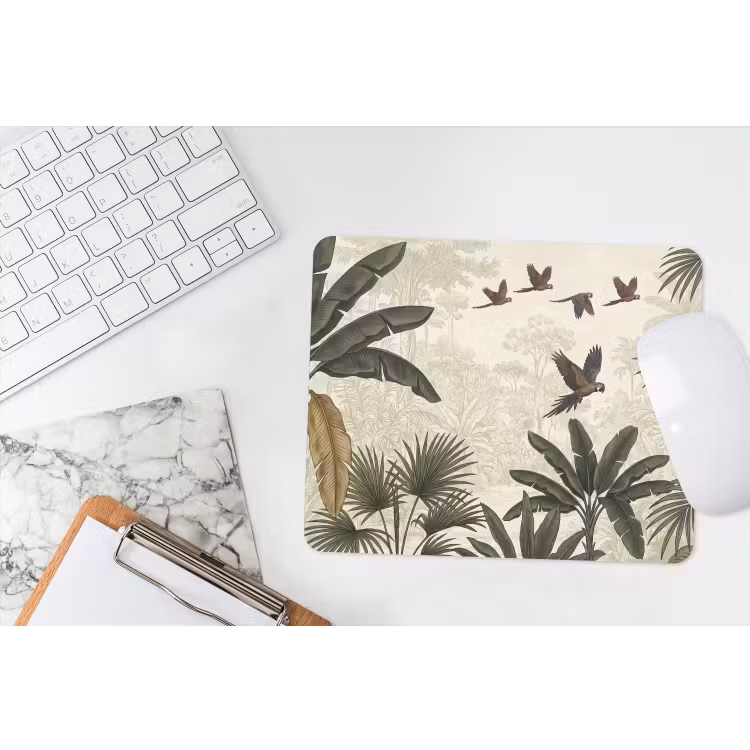 Papagaaien - Jungle - Tropisch - Green muismat rubber klein -witbureau