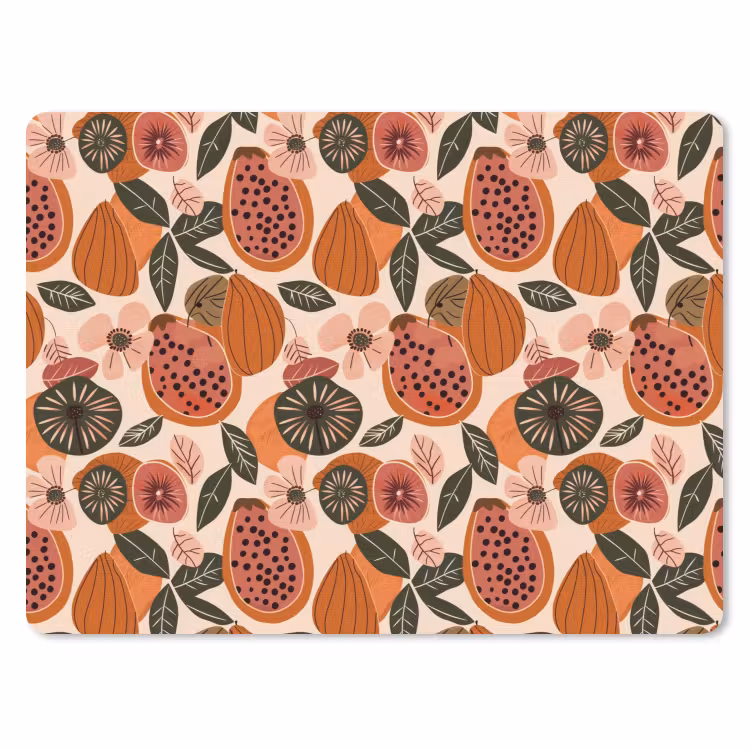 Papaja - Bloesem - Oranje muismat rubber klein 262 -3d