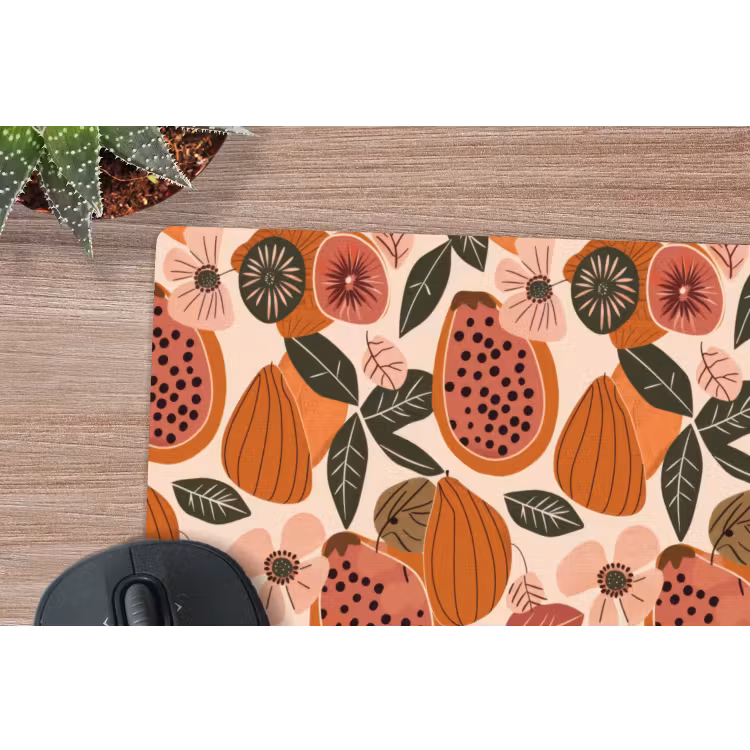 Papaja - Bloesem - Oranje muismat rubber klein 262 -closeup