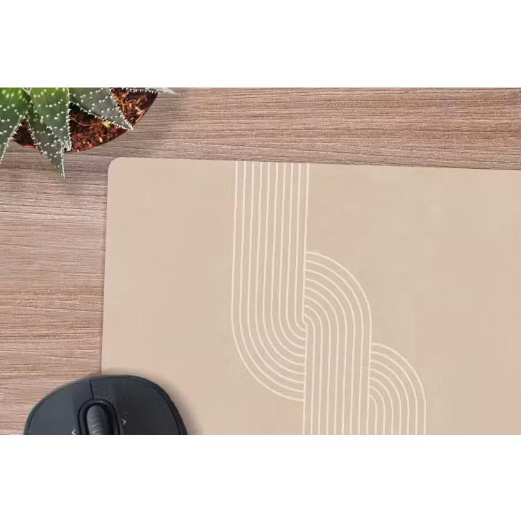 Parallelle lijnen - Lichte textuur - Beige muismat rubber klein -closeup