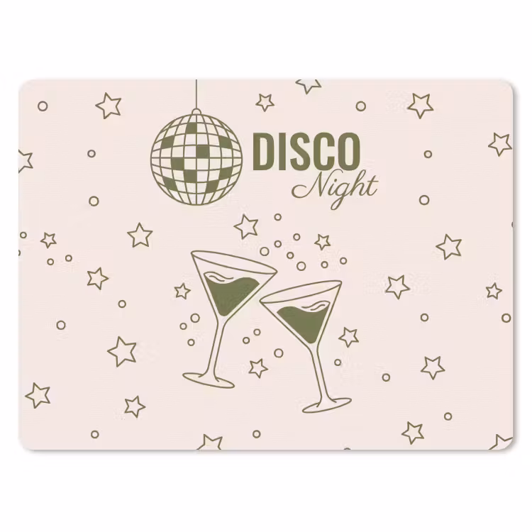 Feest - Disco - Drank - Illustratie - Groen muismat rubber klein -3d