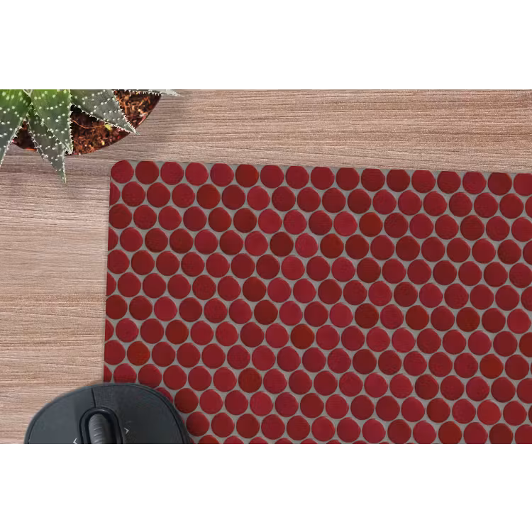 Penny - Mozaïek - Rond - Rood muismat rubber klein 262 -closeup