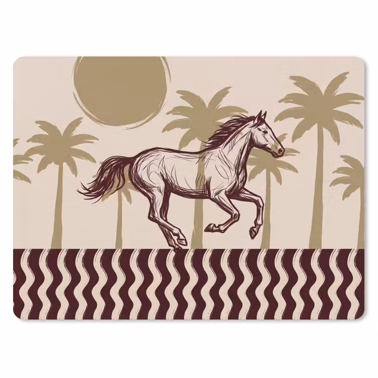 Paard - Galopperend - Woestijn - Illustratie muismat rubber klein -3d