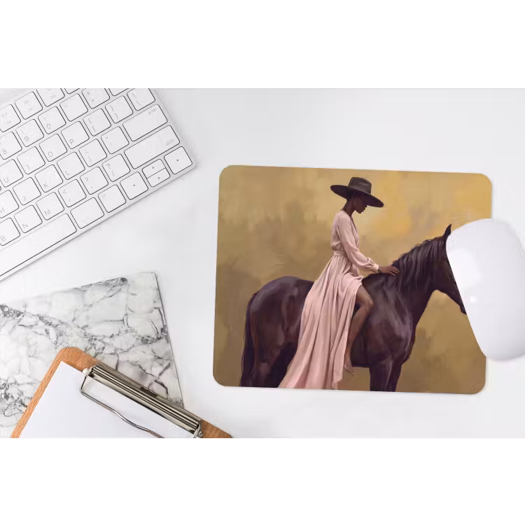 Paard - Klassiek - Oker muismat rubber klein -witbureau