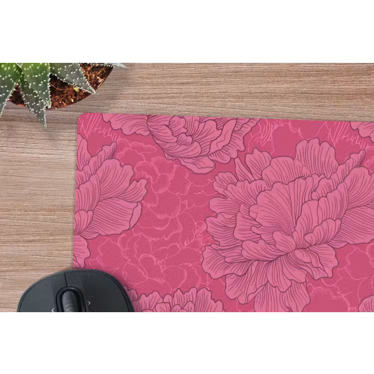 Pioenrozen - Energiek - Roze muismat rubber klein 262 -closeup