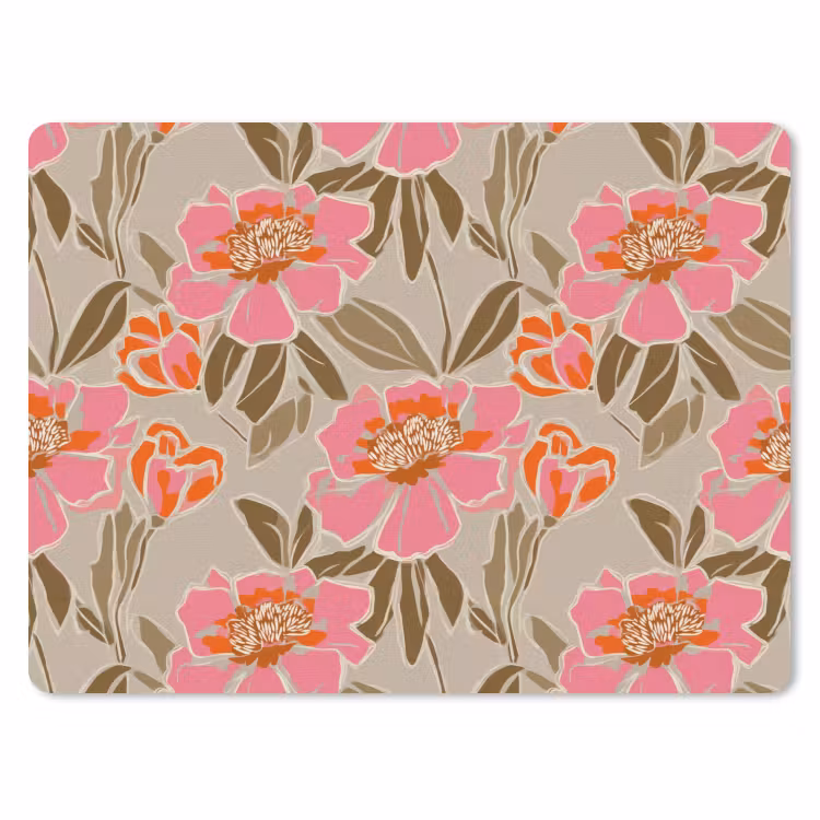 Pioenrozen - Patroon - Roze muismat rubber klein 262 -3d