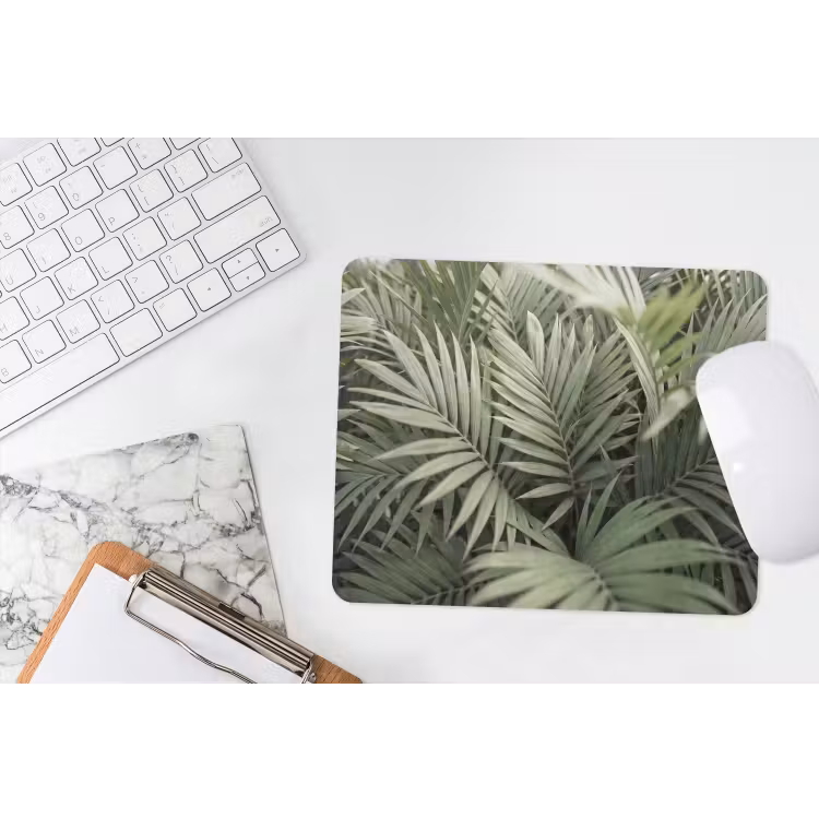 Plant - Palmbladeren - Natuur - Groen muismat rubber klein -witbureau