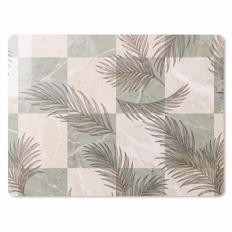 Planten - Bladeren - Marmer - Modern - Groen muismat rubber klein -3d