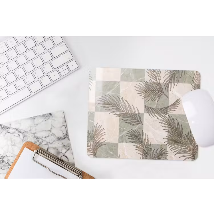 Planten - Bladeren - Marmer - Modern - Groen muismat rubber klein -witbureau