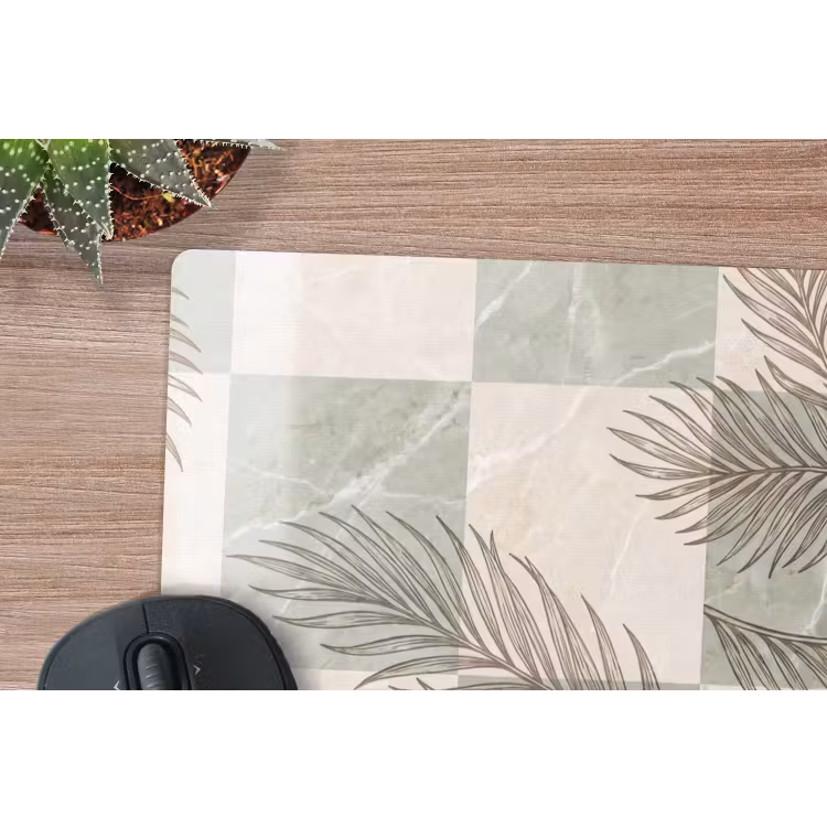 Planten - Bladeren - Marmer - Modern - Groen muismat rubber klein -closeup